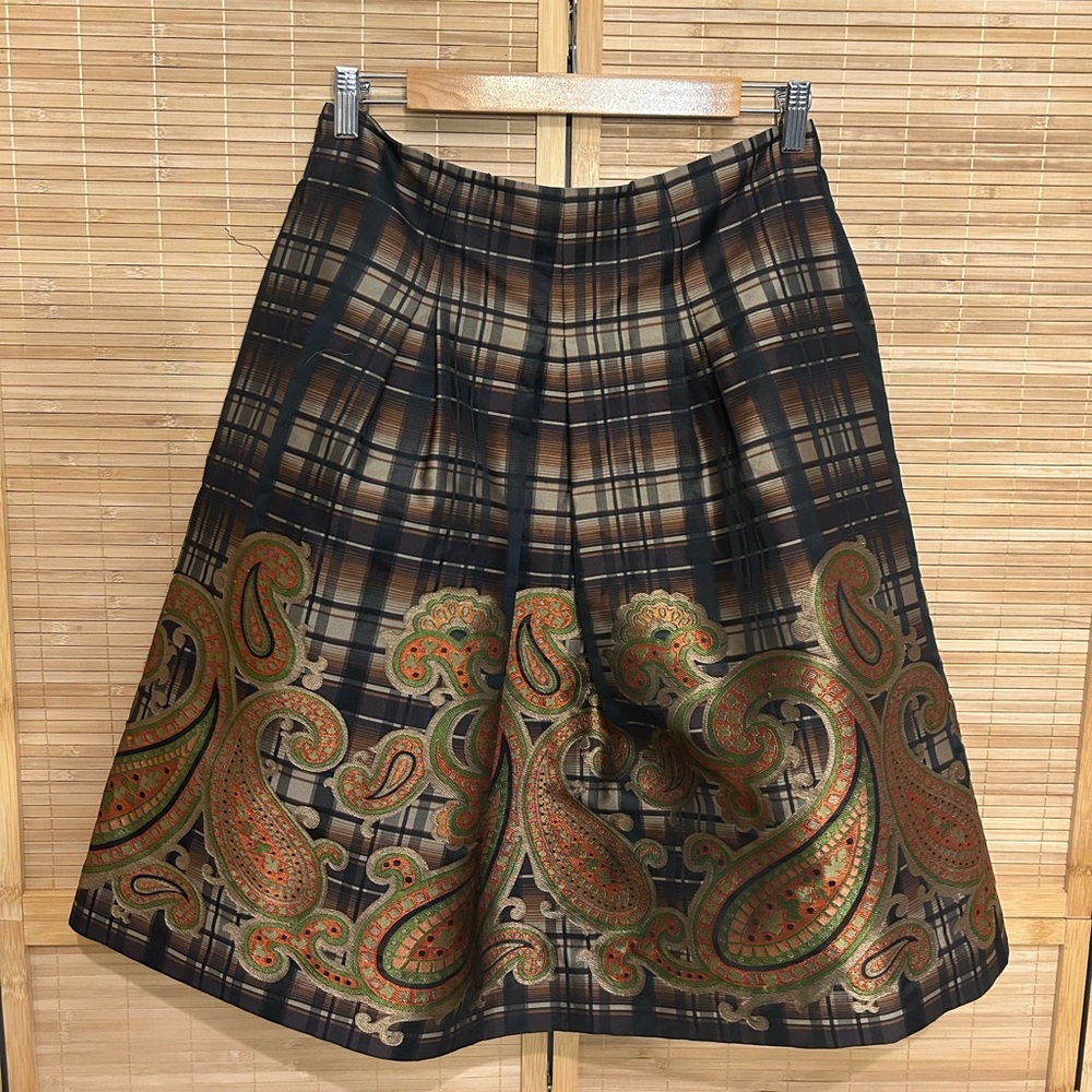W by Worth vintage plaid paisley A-line skirt woman’s size 8 boho goth pockets